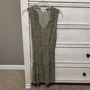 Floral Green Sleeveless Dress